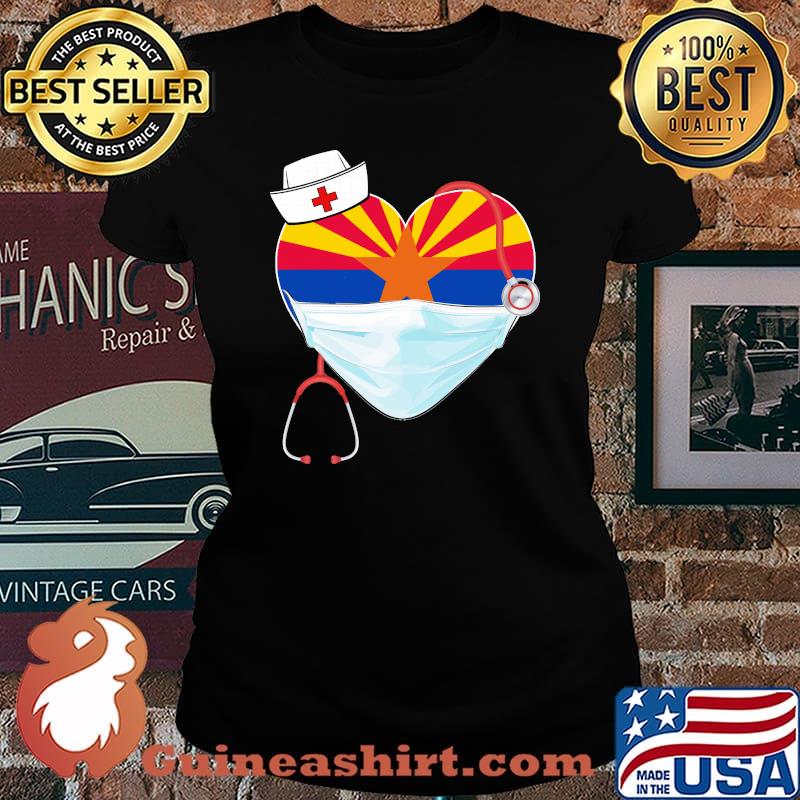 Nurse arizona stethoscope flag heart mask s Laides tee