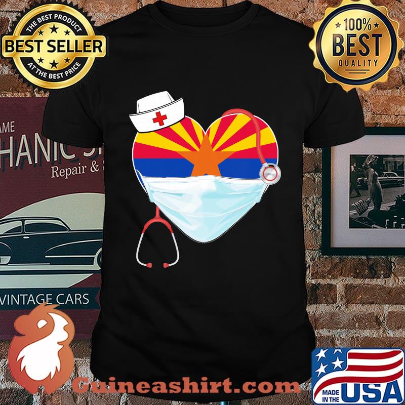 Nurse arizona stethoscope flag heart mask shirt
