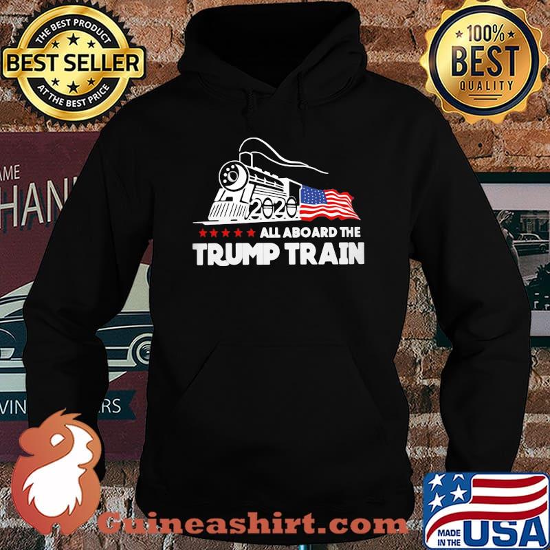 Official All aboard the Trump train 2020 American Flag s Hoodie