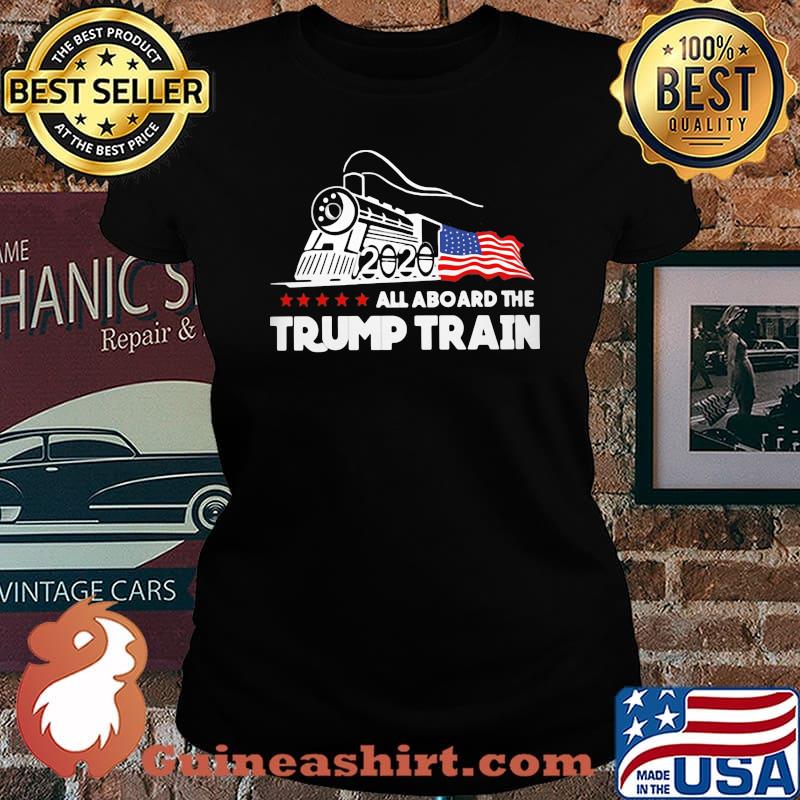 Official All aboard the Trump train 2020 American Flag s Laides tee