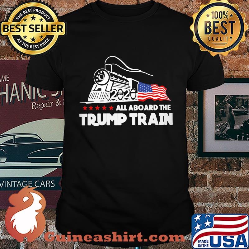 Official All aboard the Trump train 2020 American Flag shirt