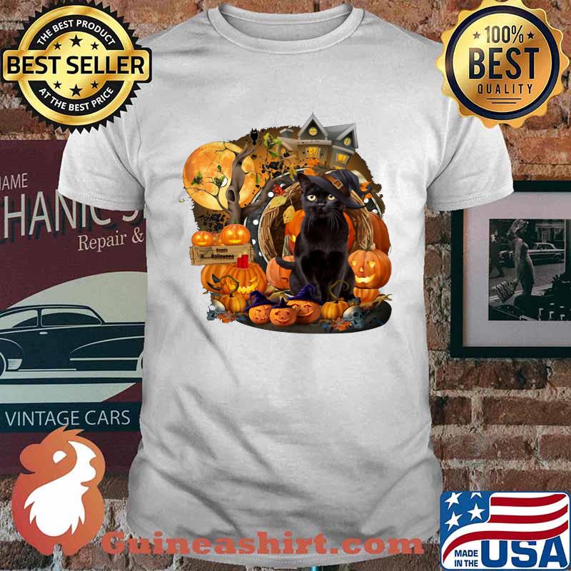 Official Black Cat Witch Pumpkin Witch Halloween shirt