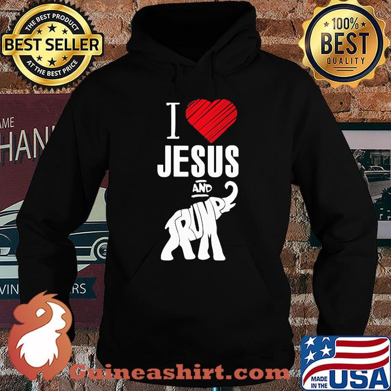 Official Elephant I Love Jesus And Trump Shirt Hoodie