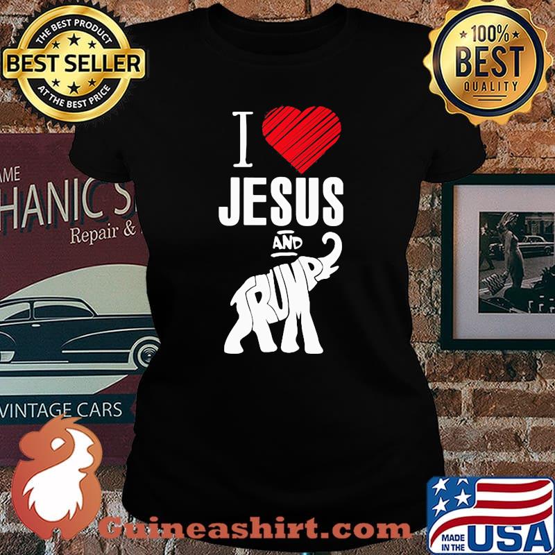 Official Elephant I Love Jesus And Trump Shirt Laides tee