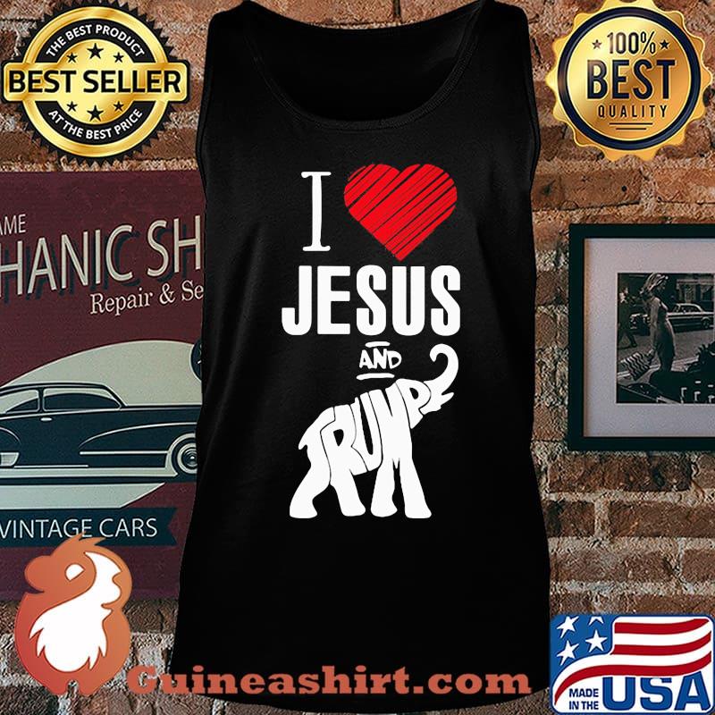 Official Elephant I Love Jesus And Trump Shirt Tank top