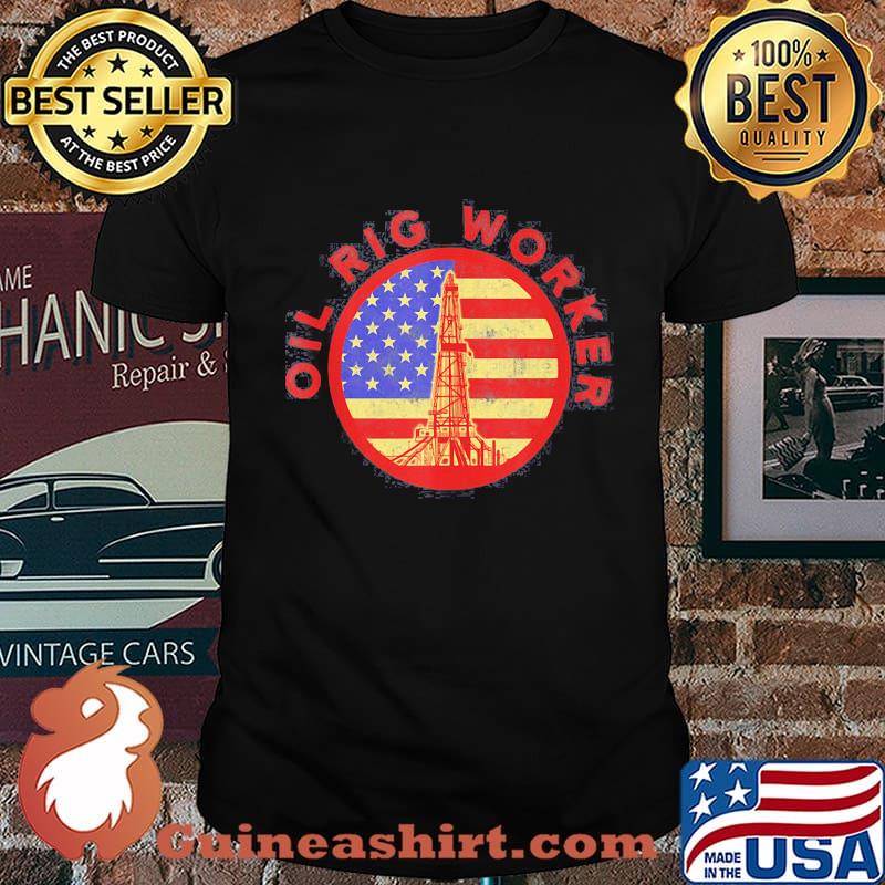 Official Oil Rig Worker Instruct USA American Gas Oilfield American Flag Shirt