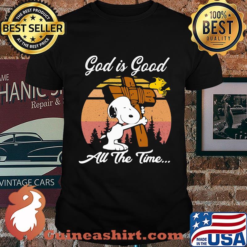 Official Snoopy And Woodstock God is good all the time vintage retro shirt