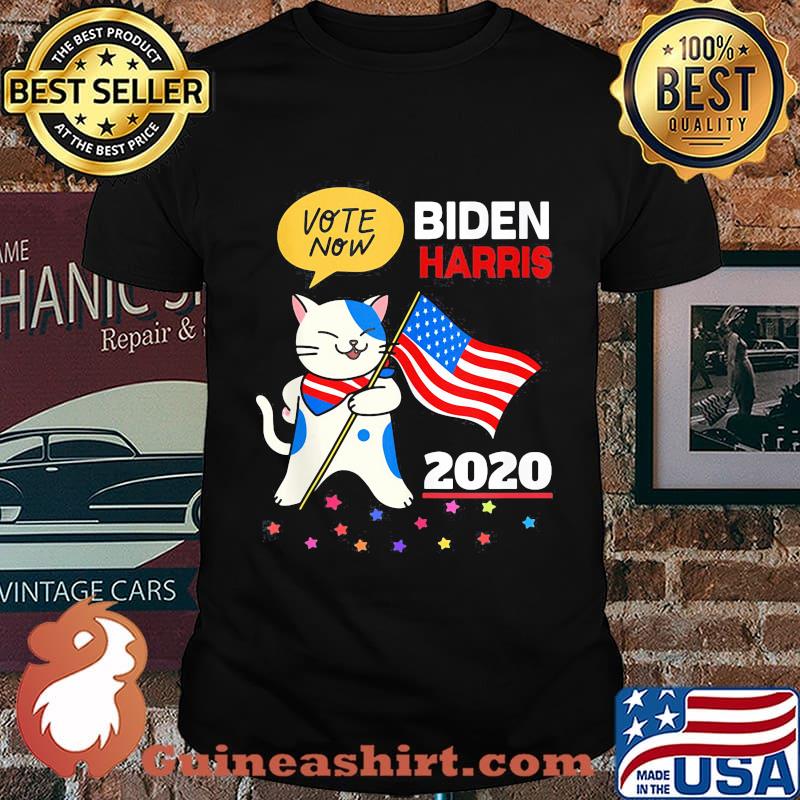 Official Vote Now Biden Harris 2020 Cat American Flag Independence Day Shirt