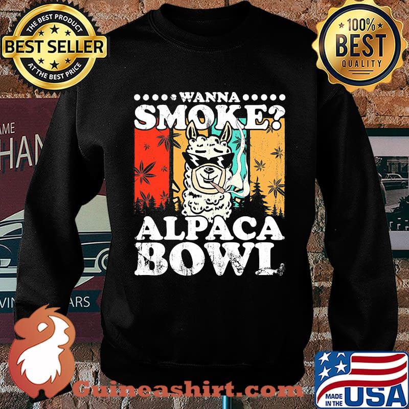 Official Wanna Smoke Alpaca Bowl Weed Vintage Retro Shirt Sweater