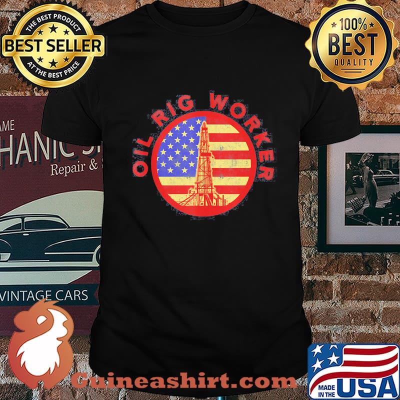 Oil Rig Worker Instruct USA American Gas Oilfield American Flag Shirt