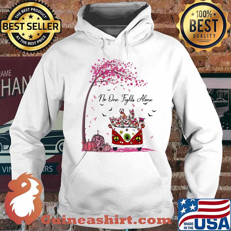 Peace bus cats no one fights alone pink leaves tree cancer awareness s Hoodie