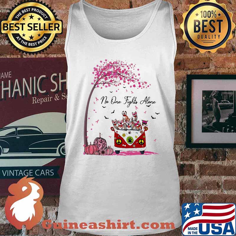 Peace bus cats no one fights alone pink leaves tree cancer awareness s Tank top