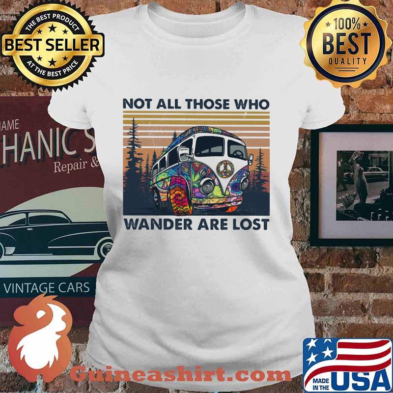 Peace bus not those who wander are lost vintage retro s Ladies tee