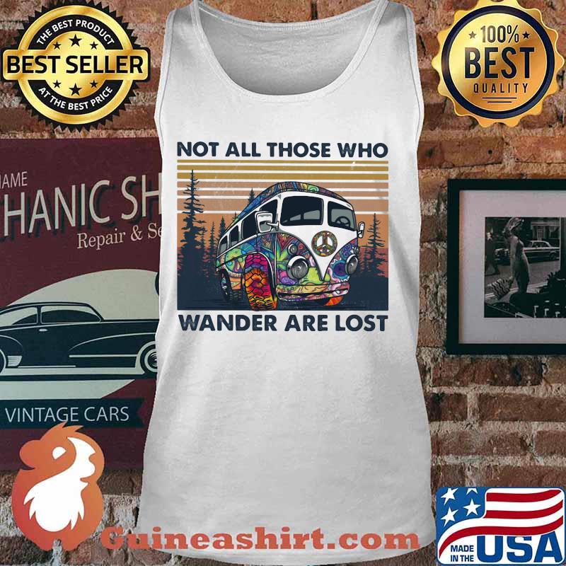 Peace bus not those who wander are lost vintage retro s Tank top