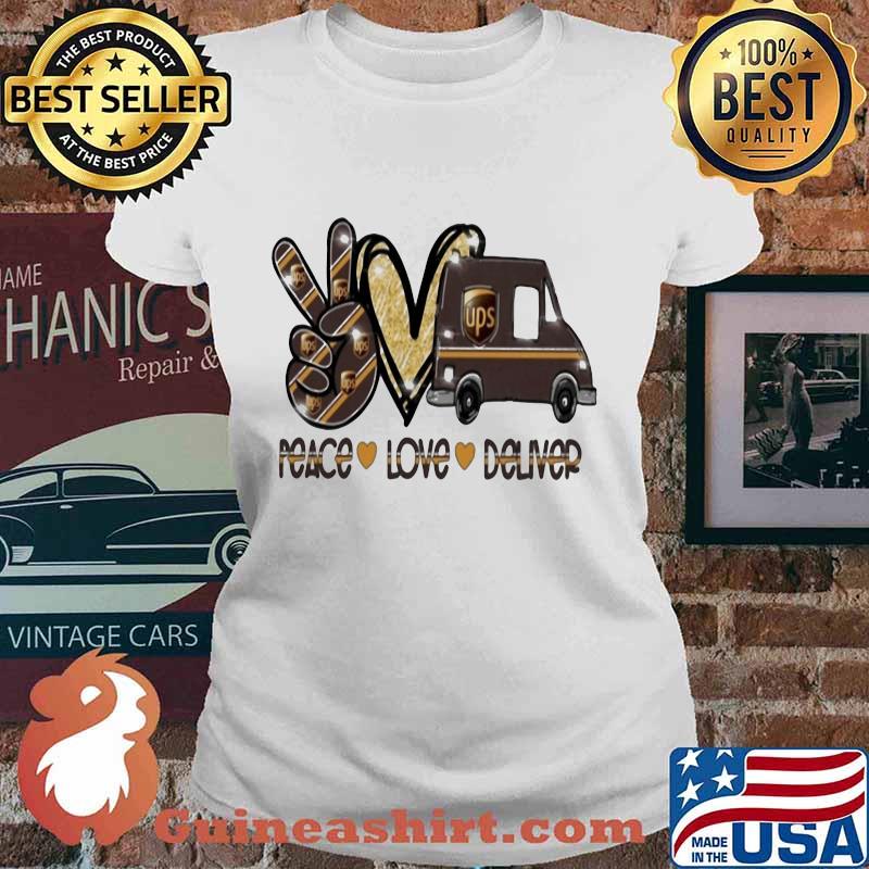 Peace love deliver ups logo diamond s Ladies tee