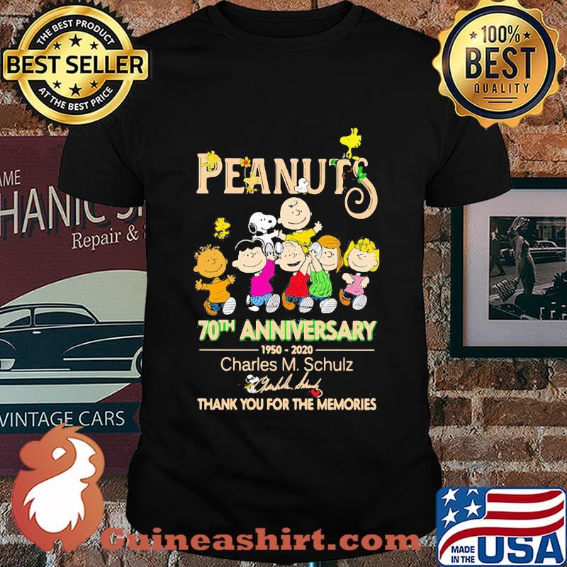 Peanuts 70th anniversary 1950 2020 thank you for the memories signatures shirt