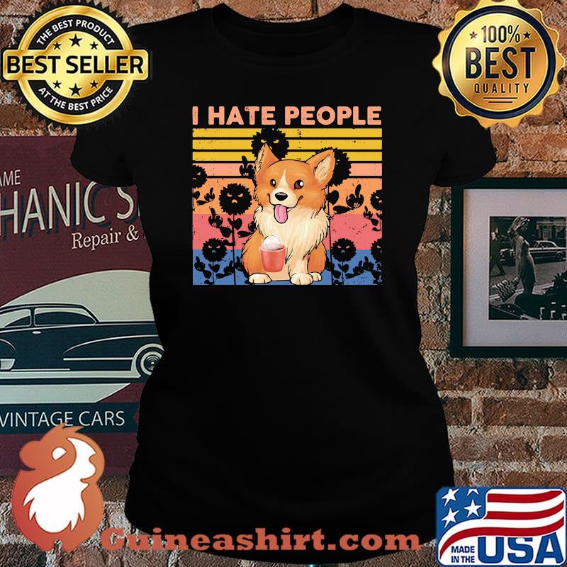 Pembroke Welsh Corgi I hate people vintage retro s Laides tee