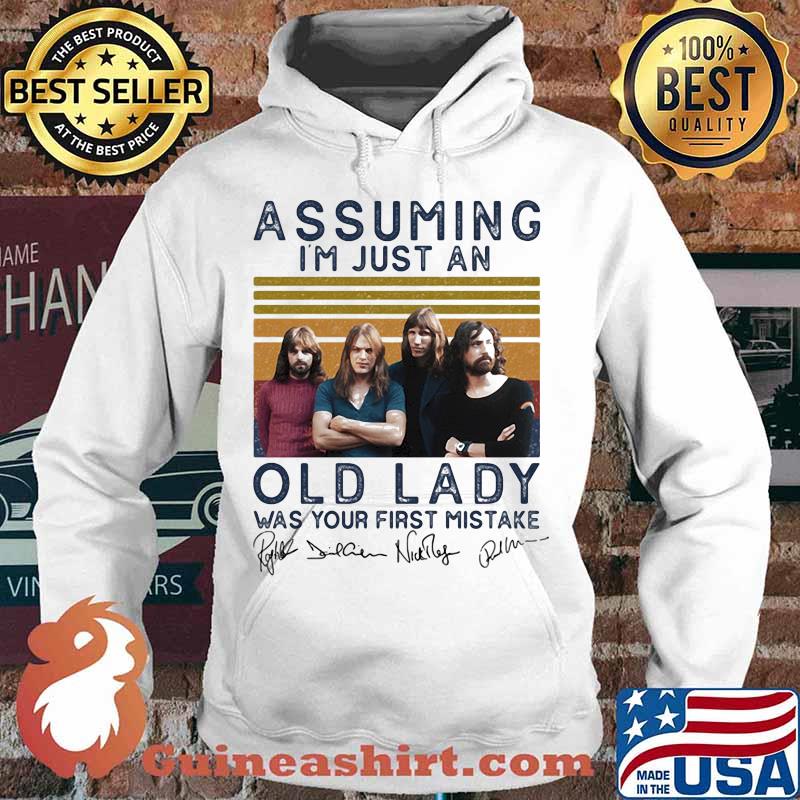 Pink floyd assuming i'm just an old lady was your first mistake signatiures vintage retro s Hoodie