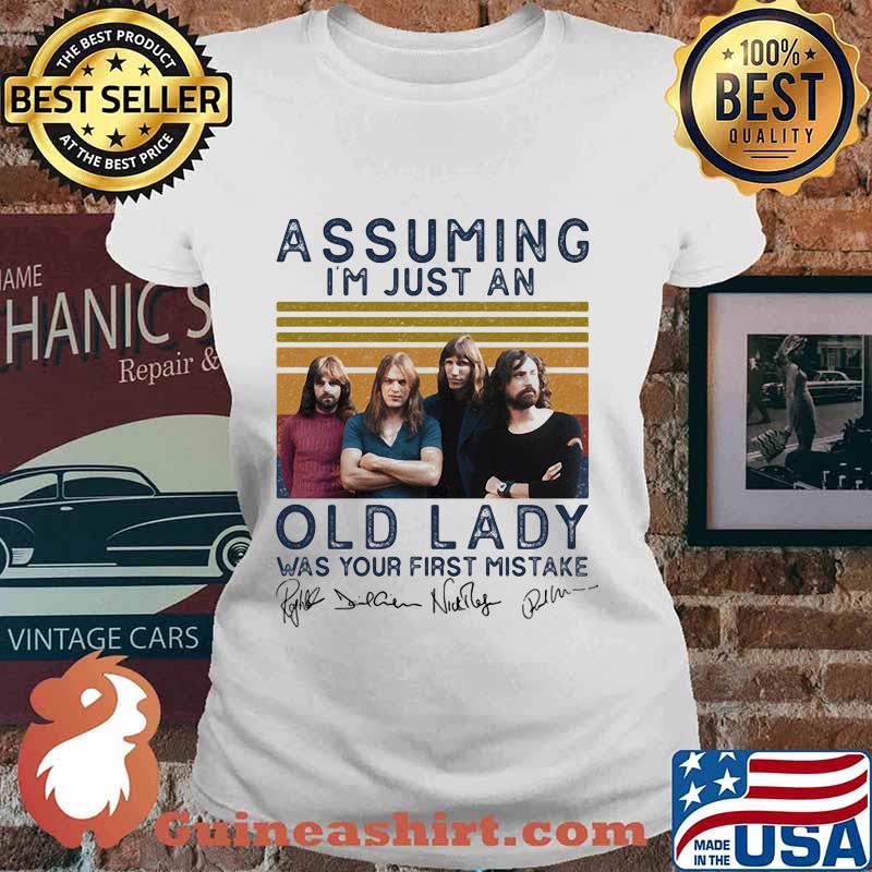 Pink floyd assuming i'm just an old lady was your first mistake signatiures vintage retro s Ladies tee