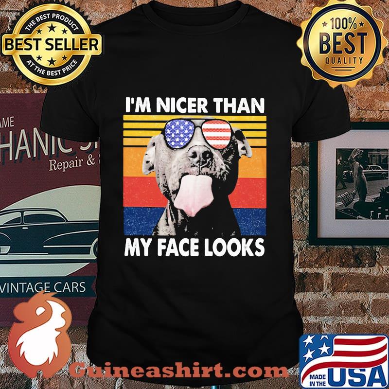 Pitbull I'm nicer than my face looks Glass America vintage retro shirt