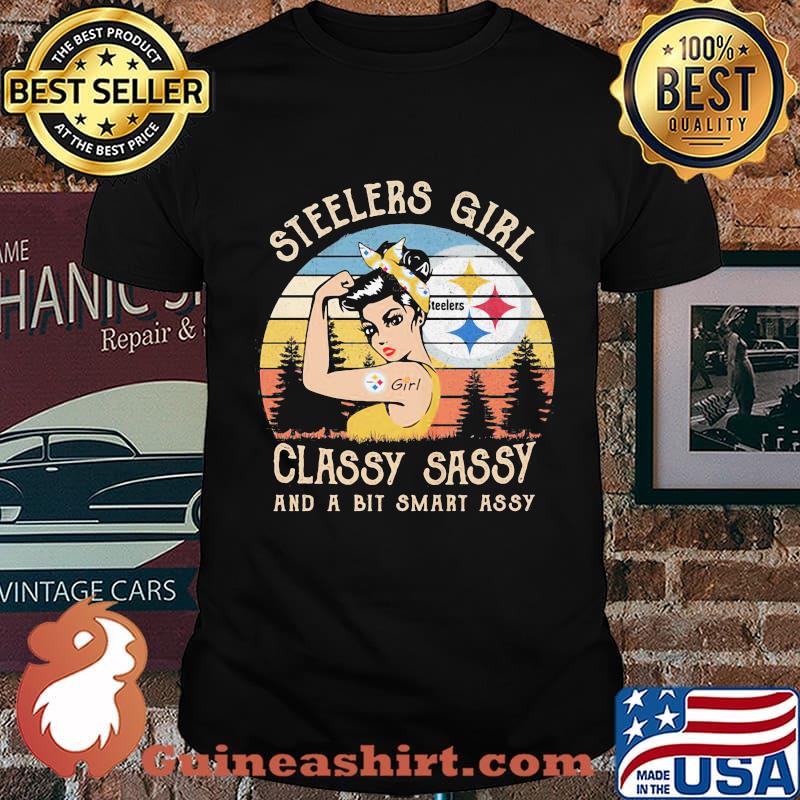 Pittsburgh steelers girl classy sassy and a bit smart assy vintage retro shirt