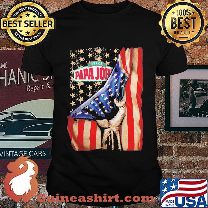 Pizza papa john logo american flag independence shirt