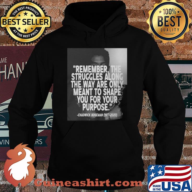 Remember the struggles along the way are only meant to shape you for your purpose black panther rip chadwick 1976 2020 s Hoodie