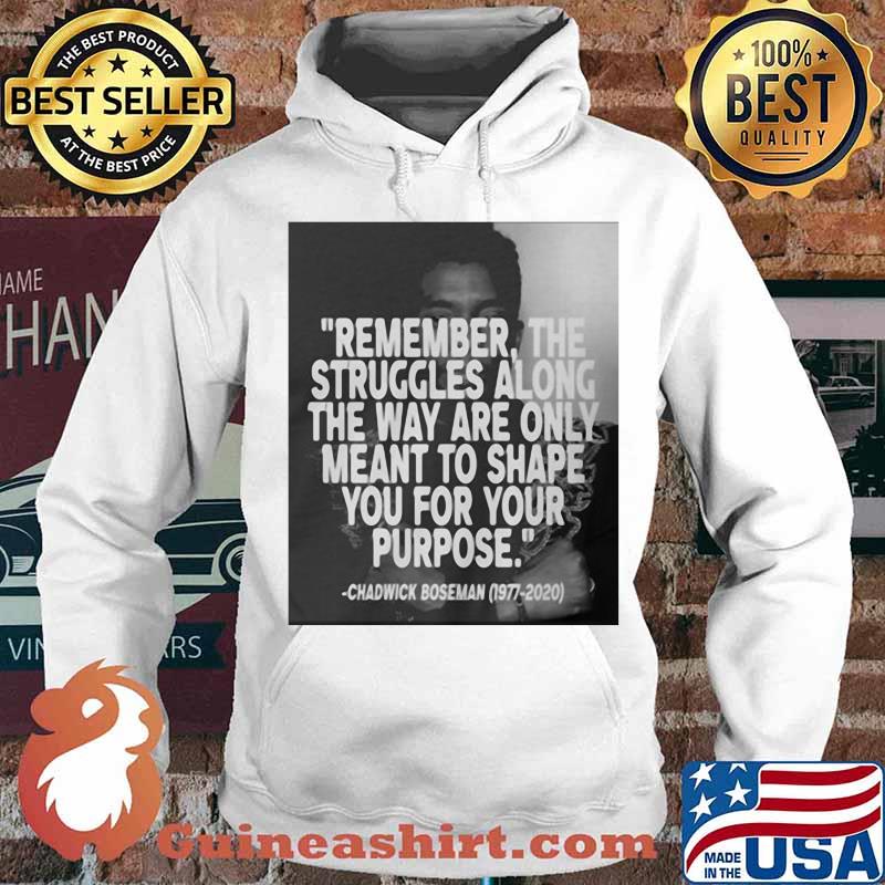 Remember the struggles along the way are only meant to shape you for your purpose black panther rip chadwick 1976 2020 s Hoodie