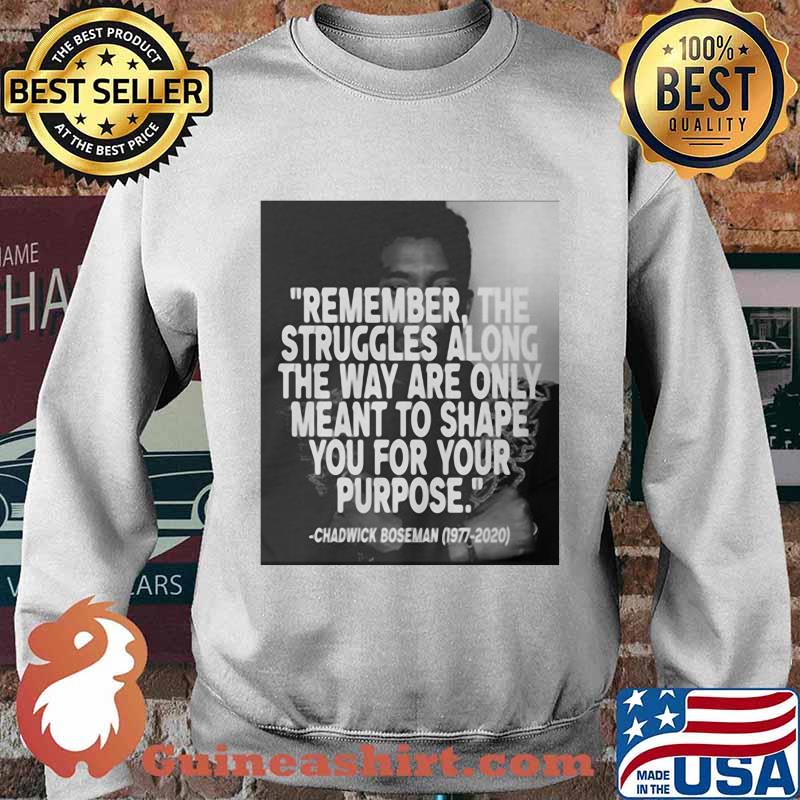 Remember the struggles along the way are only meant to shape you for your purpose black panther rip chadwick 1976 2020 s Sweater