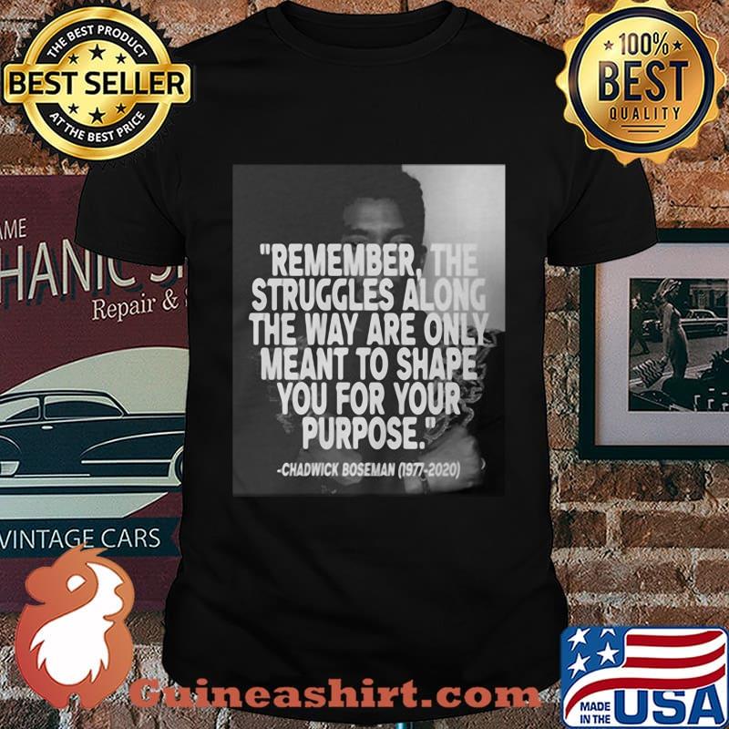 Remember the struggles along the way are only meant to shape you for your purpose black panther rip chadwick 1976 2020 shirt