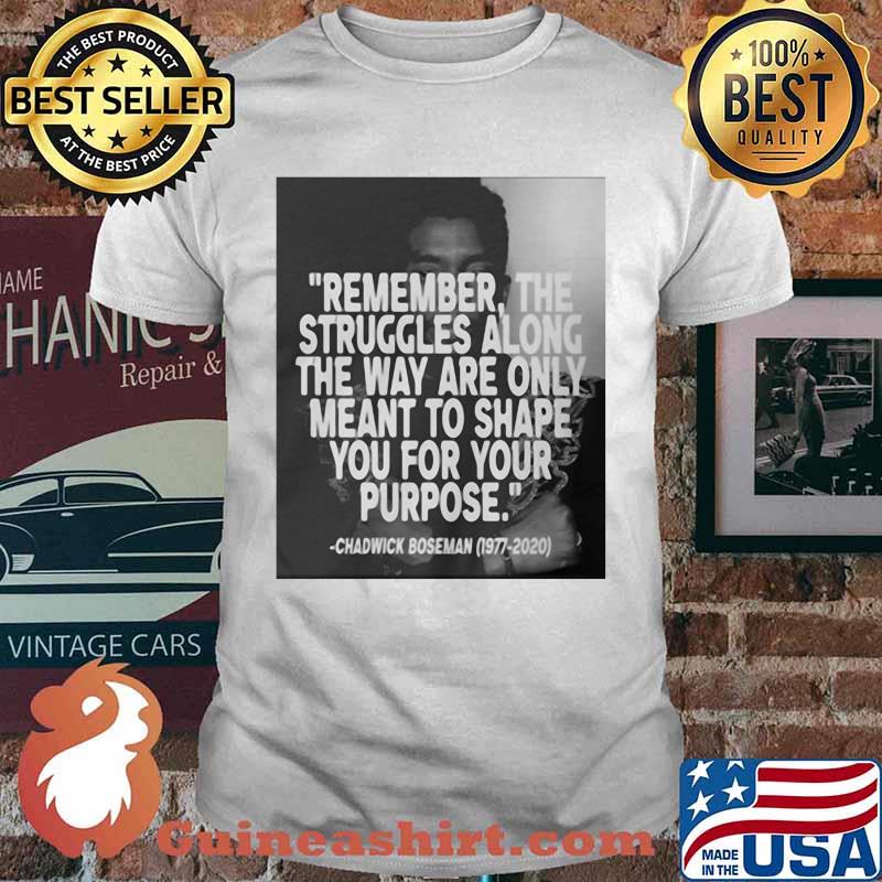 Remember the struggles along the way are only meant to shape you for your purpose black panther rip chadwick 1976 2020 shirt
