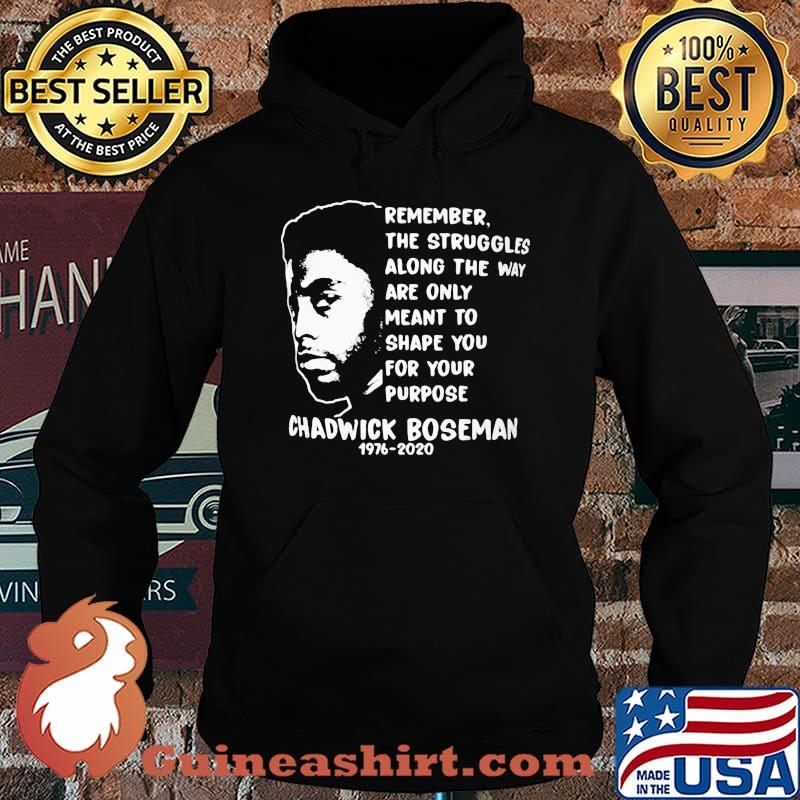 Remember the struggles along the way are only meant to shape you for your purpose rip chadwick 1976 2020 s Hoodie