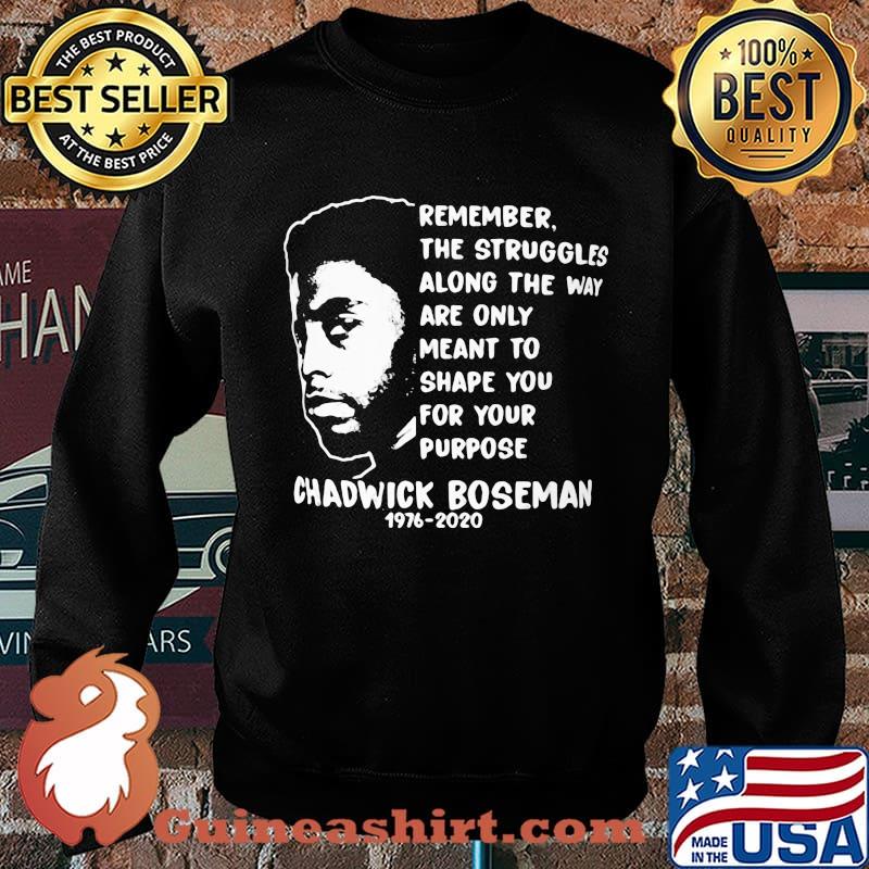 Remember the struggles along the way are only meant to shape you for your purpose rip chadwick 1976 2020 s Sweater