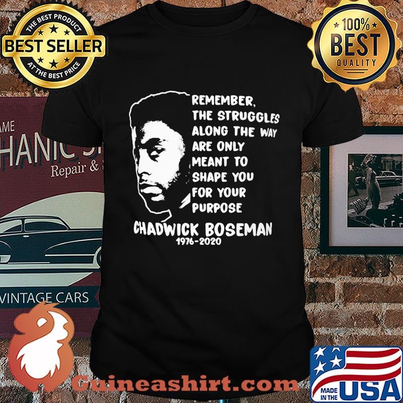 Remember the struggles along the way are only meant to shape you for your purpose rip chadwick 1976 2020 shirt