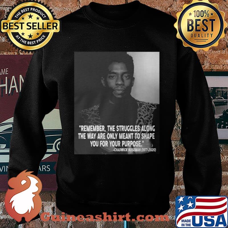 Remember the struggles along the way are only meant to shape you for your purpose rip chadwick black panther 1976 2020 s Sweater