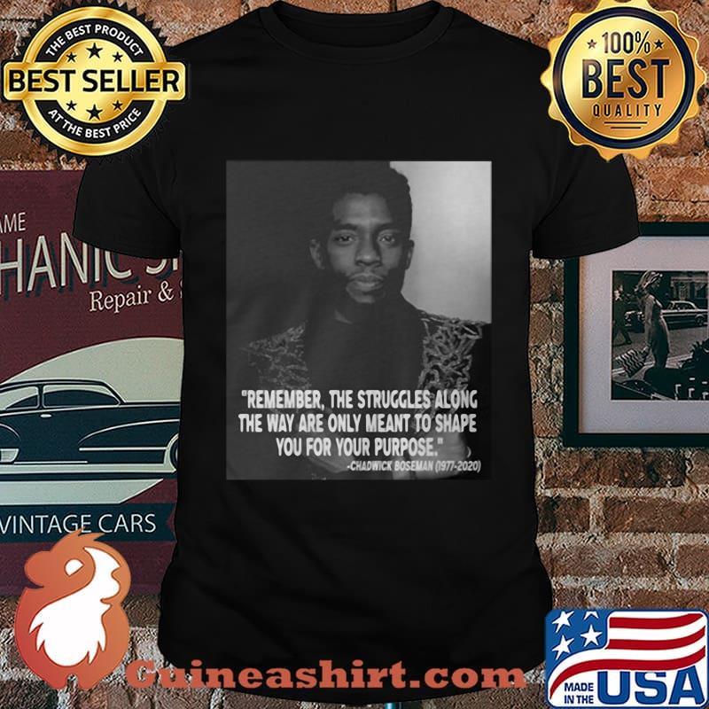 Remember the struggles along the way are only meant to shape you for your purpose rip chadwick black panther 1976 2020 shirt
