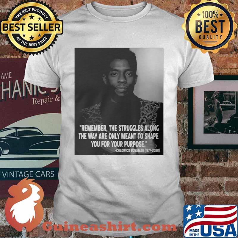 Remember the struggles along the way are only meant to shape you for your purpose rip chadwick black panther 1976 2020 shirt