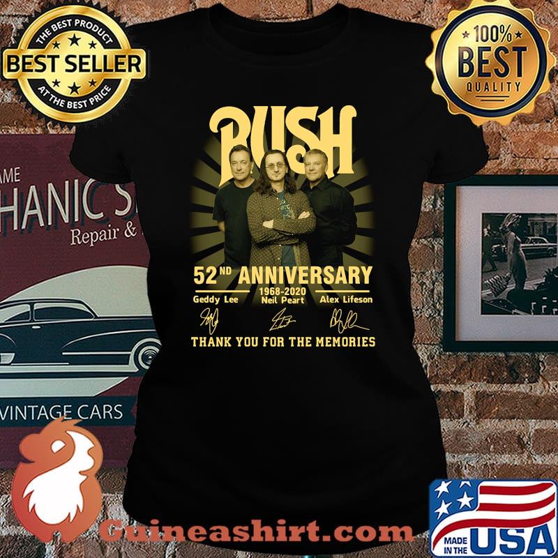 Rush 52nd anniversary 1968 2020 thank you for the memories signatures s Laides tee