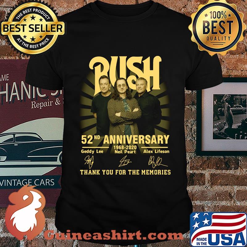 Rush 52nd anniversary 1968 2020 thank you for the memories signatures shirt