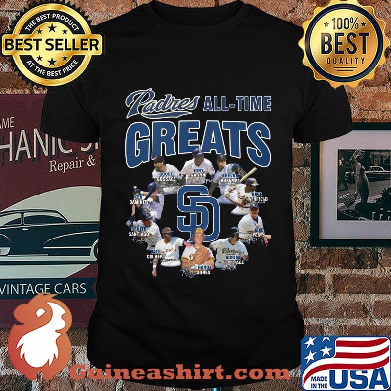 San diego padres baseball all time greats signatures shirt