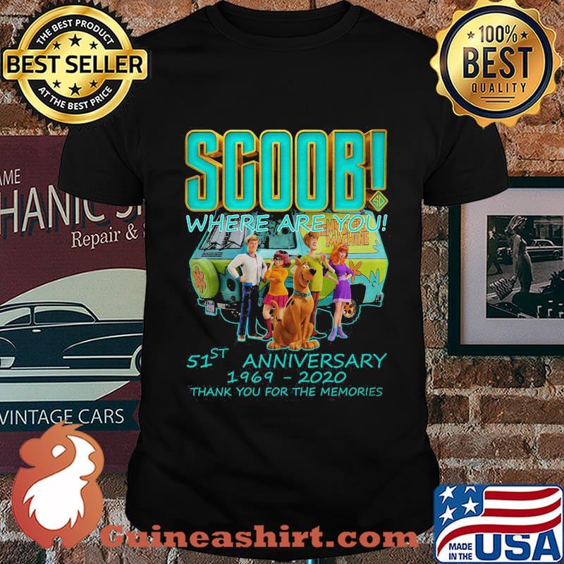 Scoob where are you 51st anniversary 1969 2020 thank you for the memories shirt