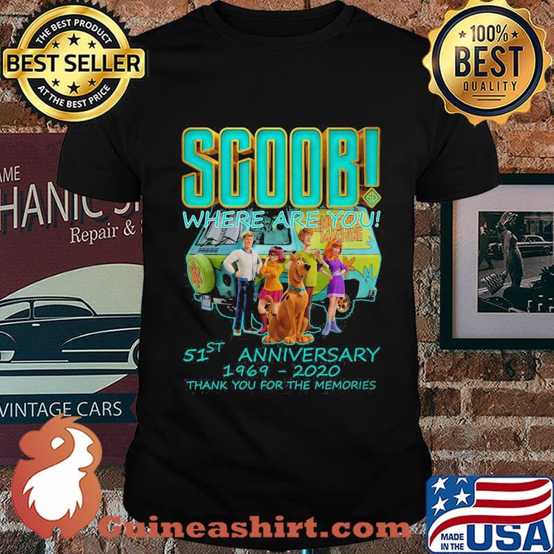 Scoob where are you 51st anniversary 1969 2020 thank you for the memories signatures shirt