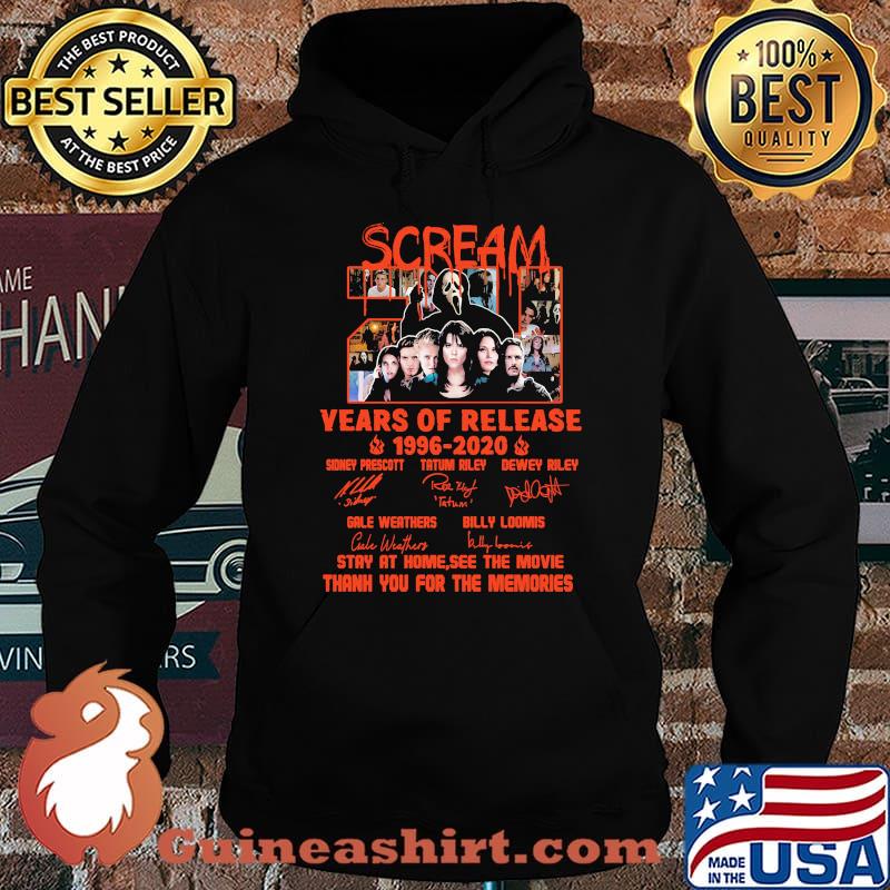 Scream 24 years of release 1996 2020 stay at home see the movie thank you for the memories signatures s Hoodie