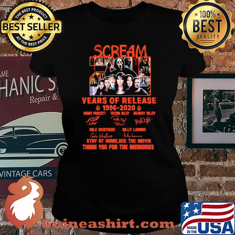 Scream 24 years of release 1996 2020 stay at home see the movie thank you for the memories signatures s Laides tee