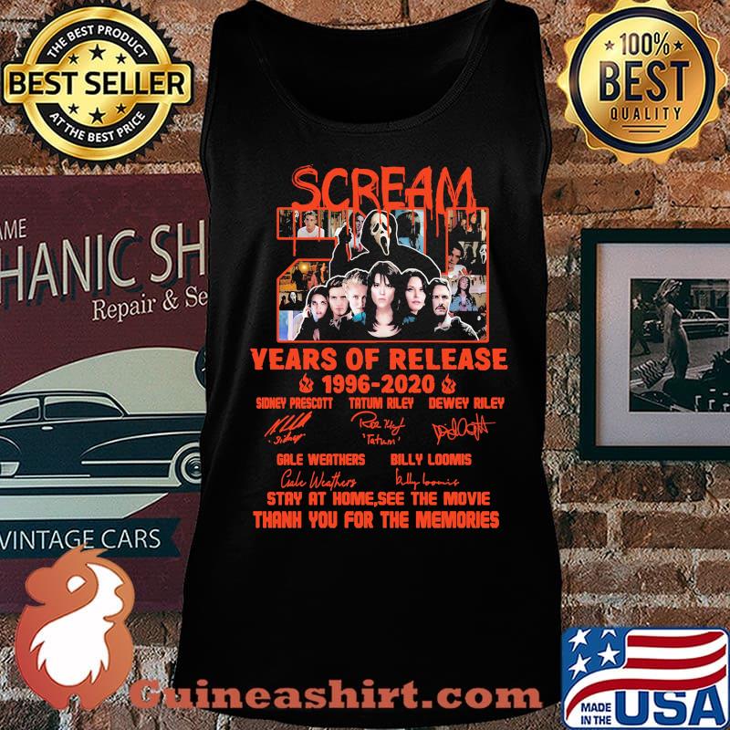 Scream 24 years of release 1996 2020 stay at home see the movie thank you for the memories signatures s Tank top