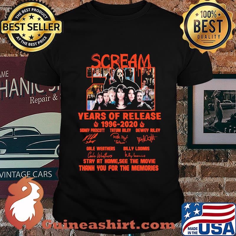 Scream 24 years of release 1996 2020 stay at home see the movie thank you for the memories signatures shirt