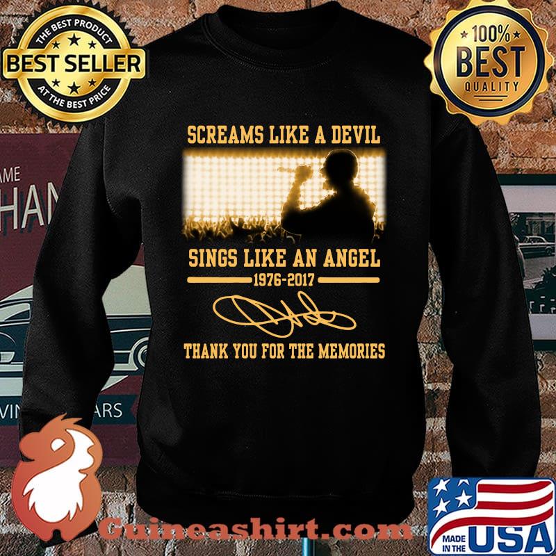 Screams like a devil sings like an angel 1976 2017 thank you for the memories signatures s Sweater