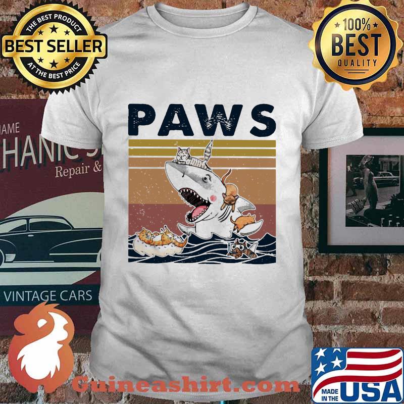 Shark and cats paws vintage retro shirt