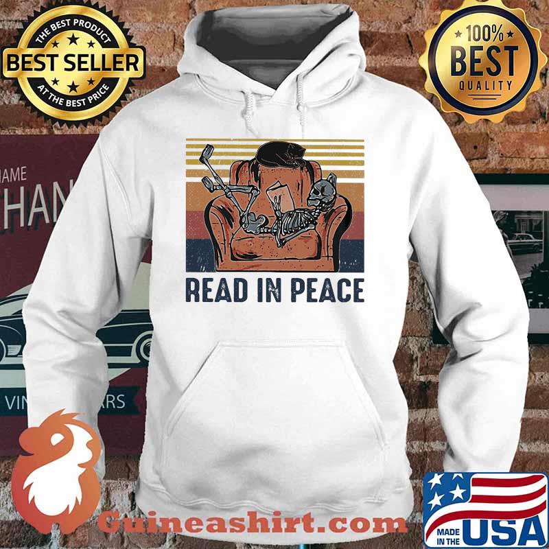 Skeleton Cat Read in peace vintage retro s Hoodie
