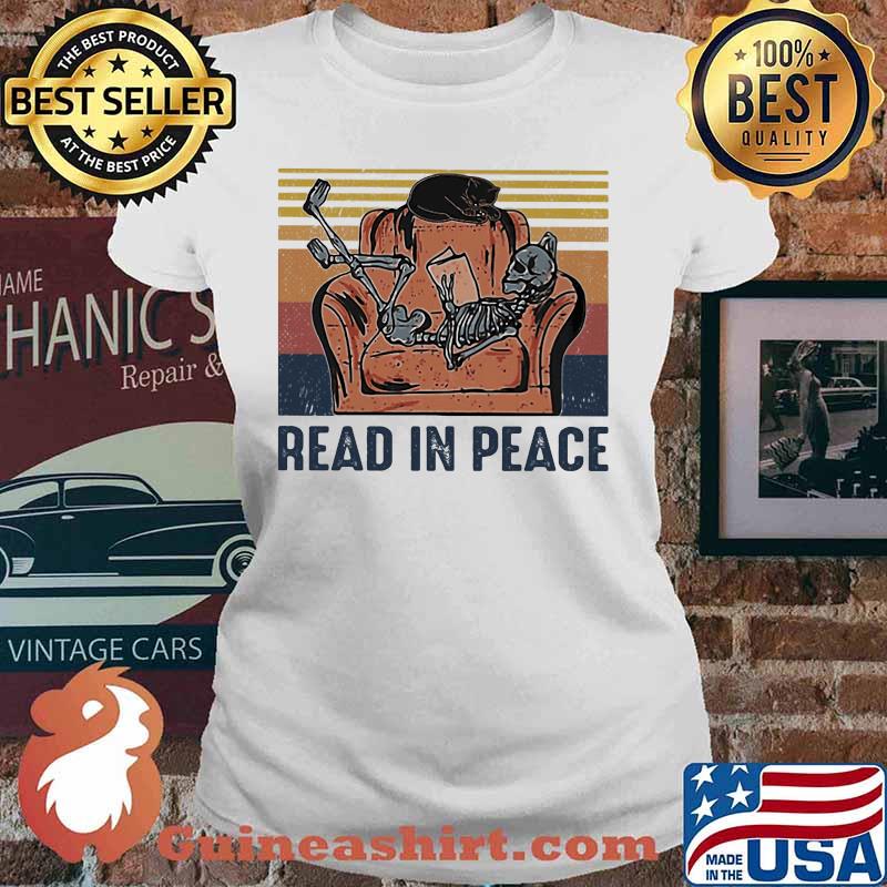 Skeleton Cat Read in peace vintage retro s Ladies tee